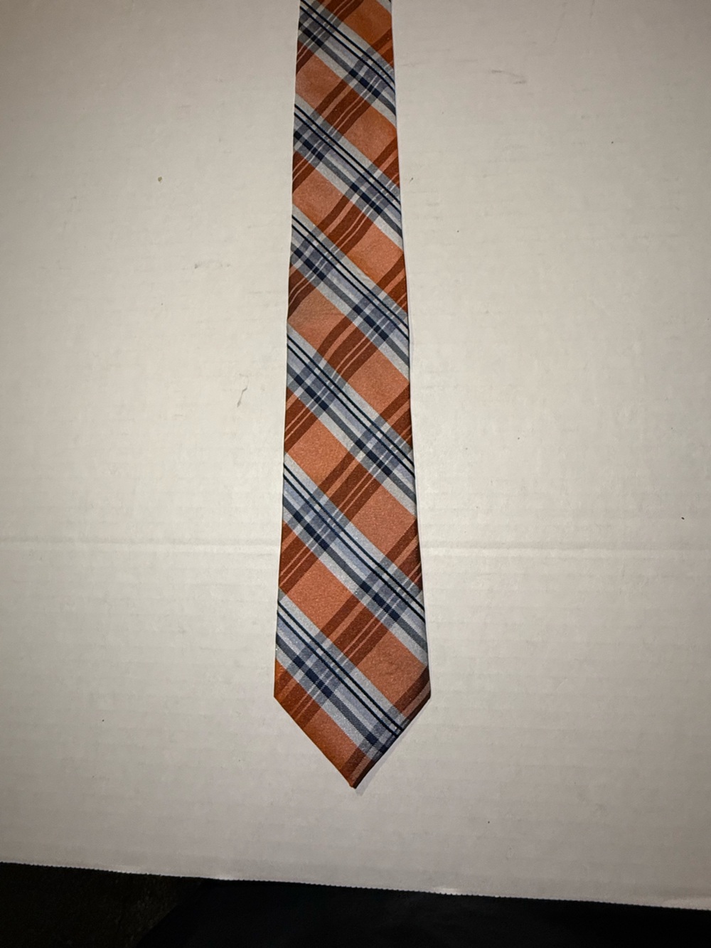 Orange Plaid Men's Tie - Classic Pattern Lord and Taylor 100% silk